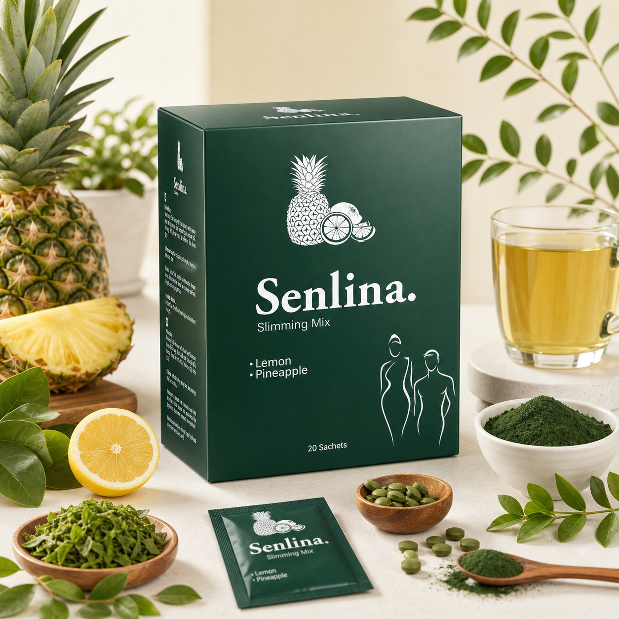 Senlina ürün kutusu ve doğal içerikler